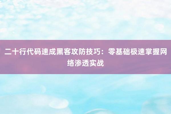 二十行代码速成黑客攻防技巧：零基础极速掌握网络渗透实战