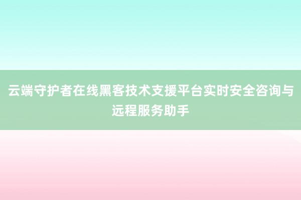 云端守护者在线黑客技术支援平台实时安全咨询与远程服务助手