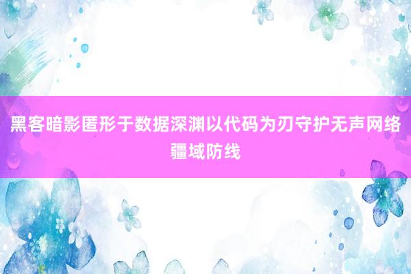黑客暗影匿形于数据深渊以代码为刃守护无声网络疆域防线